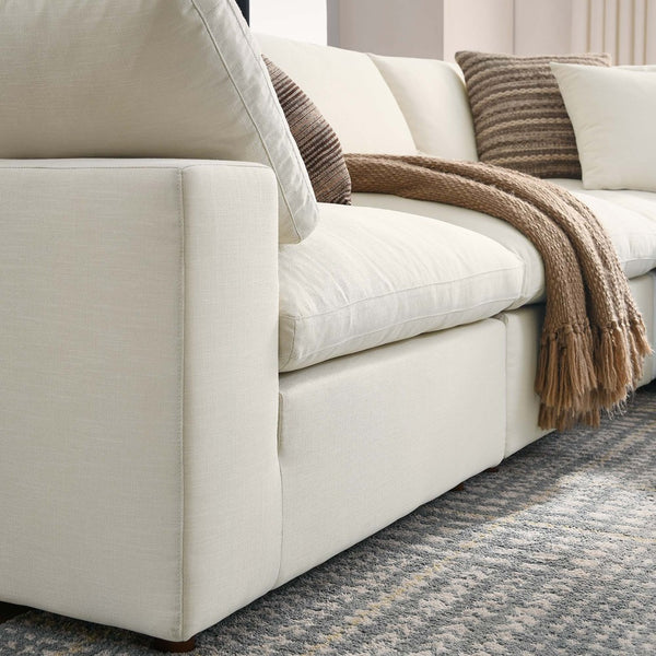 Modway Furniture Commix Five Piece Linen Textured Sectional Sofa with Down Feather Cloud Cushions EEI-3359-LBG