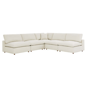 Modway Furniture Commix Five Piece Modular Sectional Sofa with Down Filled Linen Polyester Cushions EEI-3360-LBG