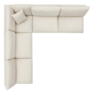 Modway Furniture Commix Five Piece Modular Sectional Sofa with Down Filled Linen Polyester Cushions EEI-3360-LBG