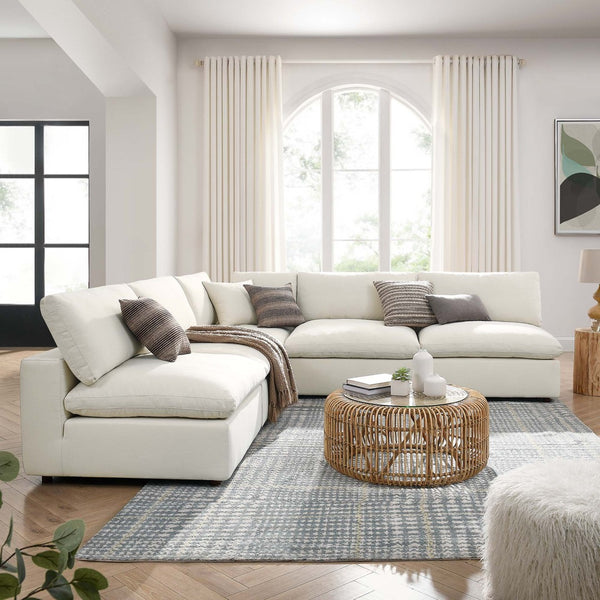 Modway Furniture Commix Five Piece Modular Sectional Sofa with Down Filled Linen Polyester Cushions EEI-3360-LBG
