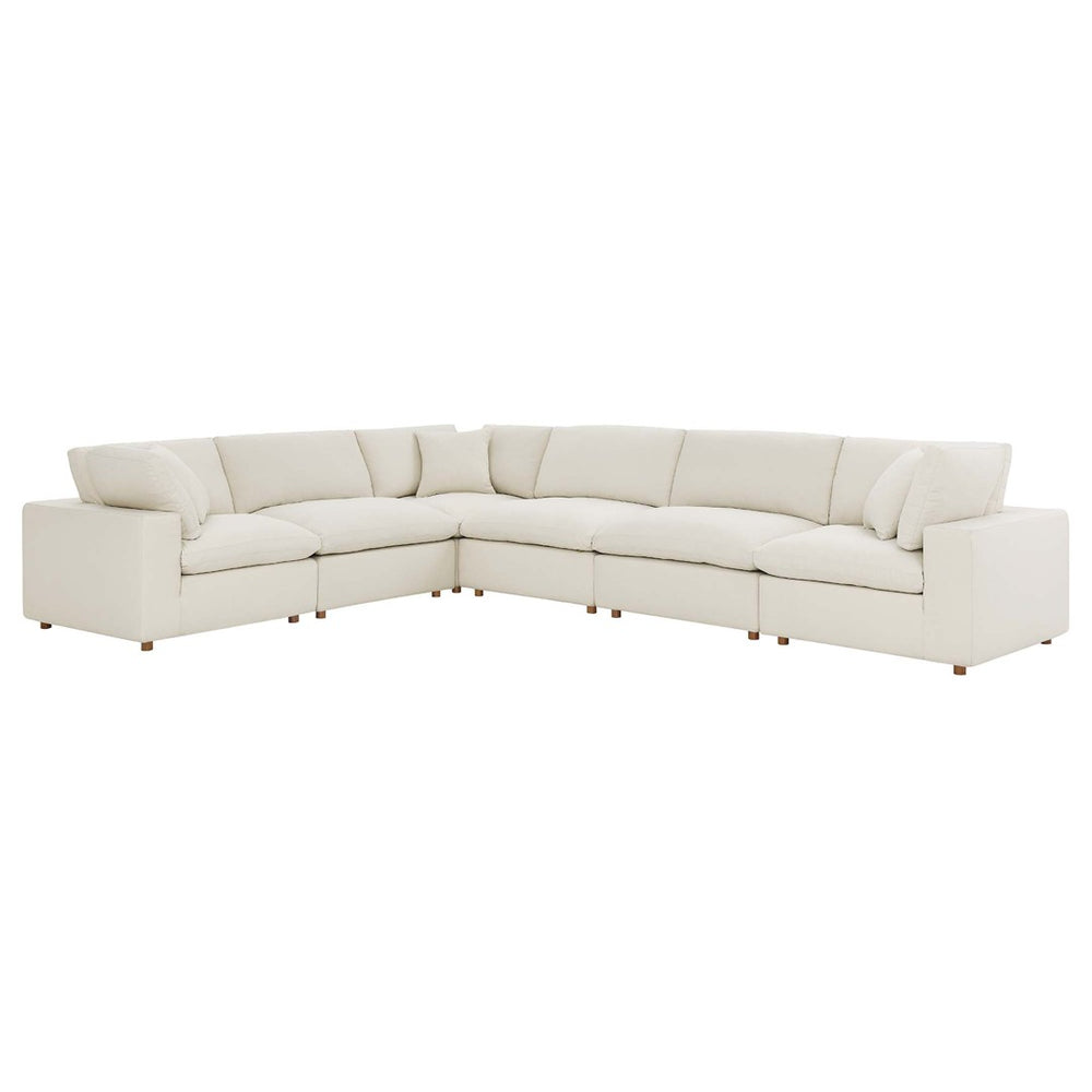 Modway Furniture Commix Six Piece Modular Sectional Sofa with Down Fill Linen Upholstery for Living Room EEI-3361-LBG