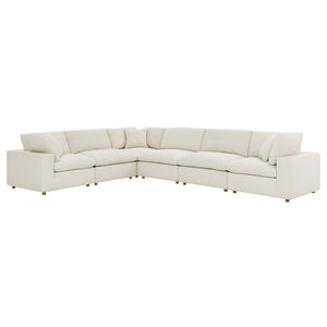 Modway Furniture Commix Six Piece Modular Sectional Sofa with Down Fill Linen Upholstery for Living Room EEI-3361-LBG