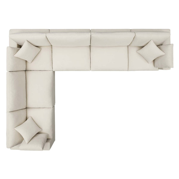 Modway Furniture Commix Six Piece Modular Sectional Sofa with Down Fill Linen Upholstery for Living Room EEI-3361-LBG