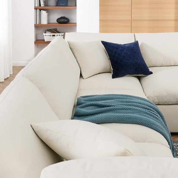 Modway Furniture Commix Six Piece Modular Sectional Sofa with Down Fill Linen Upholstery for Living Room EEI-3361-LBG