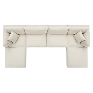 Modway Furniture Commix Six Piece Modular Sectional with Down Fill Linen Texture Polyester Living Room Sofa EEI-3362-LBG