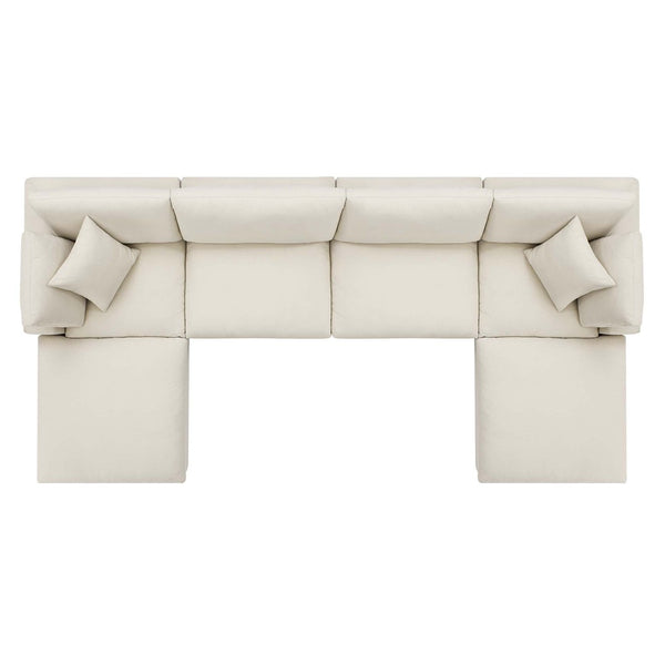Modway Furniture Commix Six Piece Modular Sectional with Down Fill Linen Texture Polyester Living Room Sofa EEI-3362-LBG