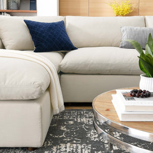 Modway Furniture Commix Six Piece Modular Sectional with Down Fill Linen Texture Polyester Living Room Sofa EEI-3362-LBG
