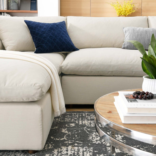 Modway Furniture Commix Six Piece Modular Sectional with Down Fill Linen Texture Polyester Living Room Sofa EEI-3362-LBG