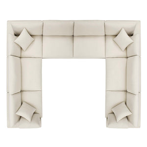 Modway Furniture Commix Modular Eight Piece Sectional Sofa with Down Fill and Linen Polyester Fabric EEI-3363-LBG