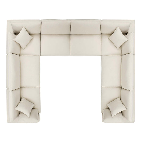 Modway Furniture Commix Modular Eight Piece Sectional Sofa with Down Fill and Linen Polyester Fabric EEI-3363-LBG