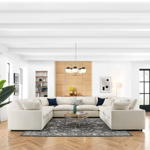 Modway Furniture Commix Modular Eight Piece Sectional Sofa with Down Fill and Linen Polyester Fabric EEI-3363-LBG