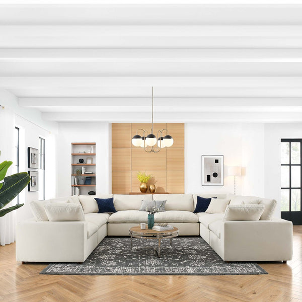 Modway Furniture Commix Modular Eight Piece Sectional Sofa with Down Fill and Linen Polyester Fabric EEI-3363-LBG