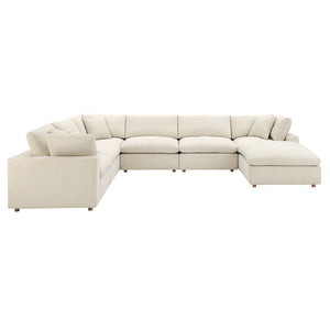 Modway Furniture Commix Seven Piece Modular Sectional Sofa with Down Feather Linen Upholstered Cushions EEI-3364-LBG