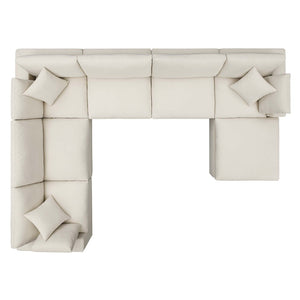 Modway Furniture Commix Seven Piece Modular Sectional Sofa with Down Feather Linen Upholstered Cushions EEI-3364-LBG