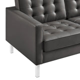 Loft Tufted Upholstered Faux Leather Loveseat