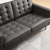 Loft Tufted Upholstered Faux Leather Loveseat