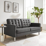 Loft Tufted Upholstered Faux Leather Loveseat