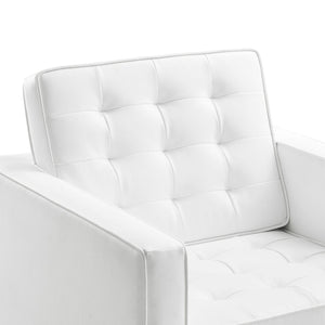 Modway Furniture Loft Tufted Vegan Leather Armchair - Modern Mid-Century Design with Durable Comfort & Style Silver White EEI-3391-SLV-WHI