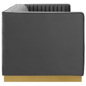 Modway Furniture Sanguine Vertical Channel Tufted Performance Velvet Sofa - Luxe Gray Elegance for Modern Living Spaces EEI-3405-GRY