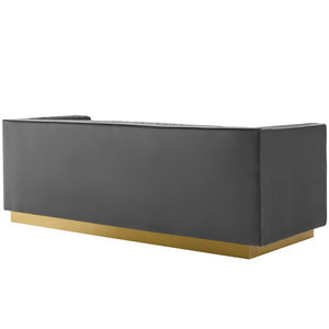 Modway Furniture Sanguine Vertical Channel Tufted Performance Velvet Sofa - Luxe Gray Elegance for Modern Living Spaces EEI-3405-GRY