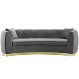 Modway Furniture Enthusiastic Vertical Channel Tufted Curved Performance Velvet Sofa EEI-3407-GRY