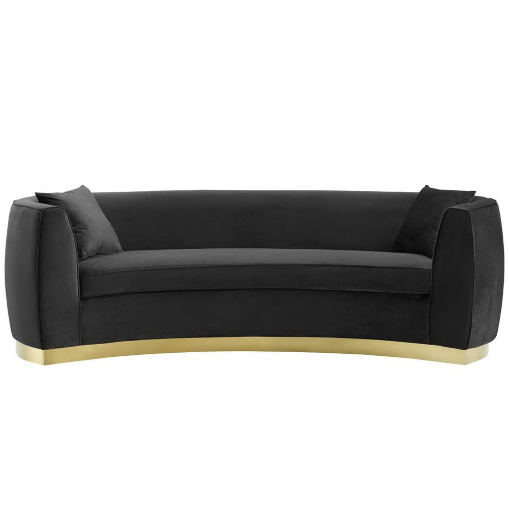 Modway Furniture Resolute Curved Performance Velvet Sofa – Luxurious Design, Comfort & Glamour for Any Space Black EEI-3408-BLK