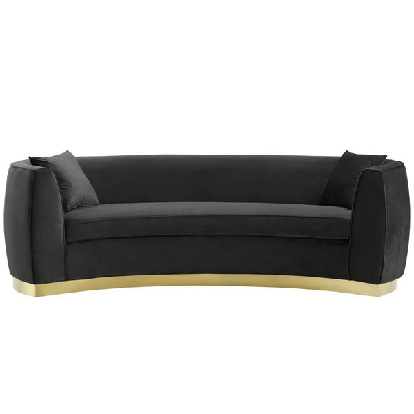 Modway Furniture Resolute Curved Performance Velvet Sofa – Luxurious Design, Comfort & Glamour for Any Space Black EEI-3408-BLK