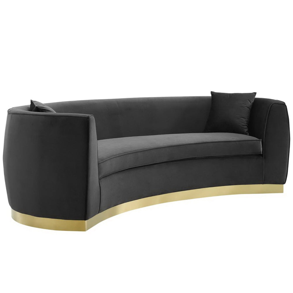 Modway Furniture Resolute Curved Performance Velvet Sofa – Luxurious Design, Comfort & Glamour for Any Space Black EEI-3408-BLK