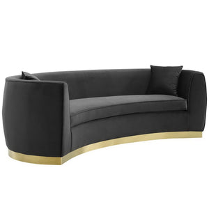 Modway Furniture Resolute Curved Performance Velvet Sofa – Luxurious Design, Comfort & Glamour for Any Space Black EEI-3408-BLK