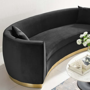 Modway Furniture Resolute Curved Performance Velvet Sofa – Luxurious Design, Comfort & Glamour for Any Space Black EEI-3408-BLK