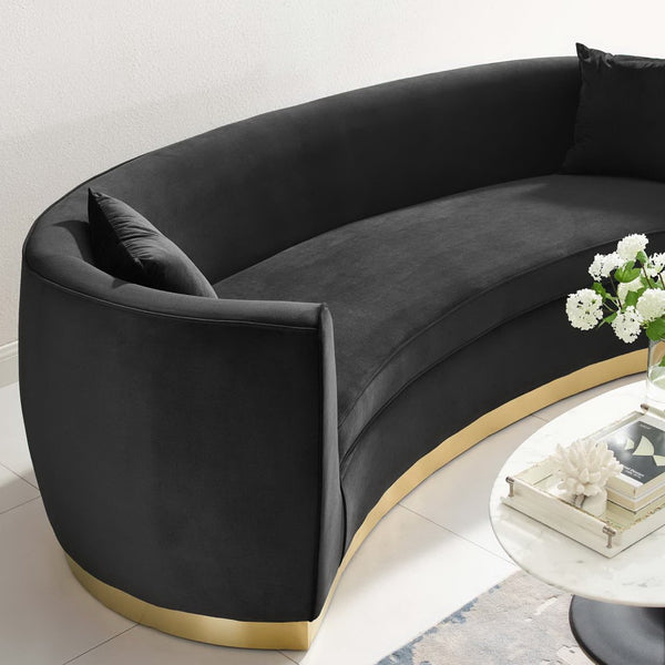Modway Furniture Resolute Curved Performance Velvet Sofa – Luxurious Design, Comfort & Glamour for Any Space Black EEI-3408-BLK