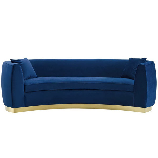 Modway Furniture Resolute Curved Performance Velvet Sofa – Luxurious Design, Comfort & Glamour for Any Space Navy EEI-3408-NAV