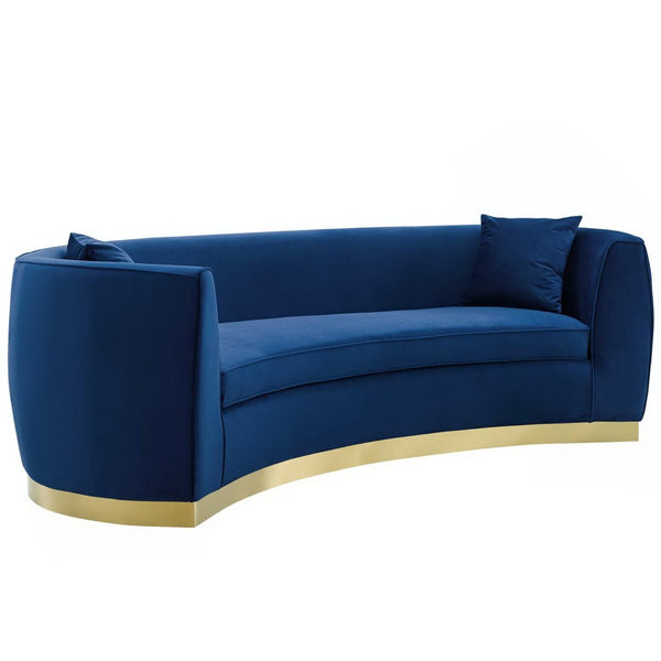 Modway Furniture Resolute Curved Performance Velvet Sofa – Luxurious Design, Comfort & Glamour for Any Space Navy EEI-3408-NAV