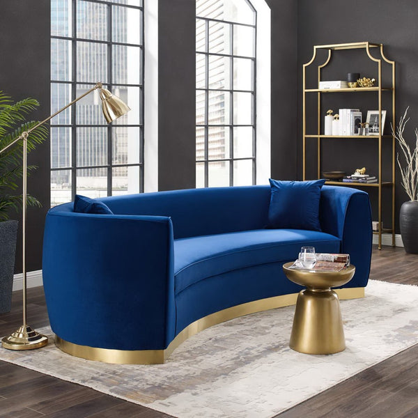 Modway Furniture Resolute Curved Performance Velvet Sofa – Luxurious Design, Comfort & Glamour for Any Space Navy EEI-3408-NAV