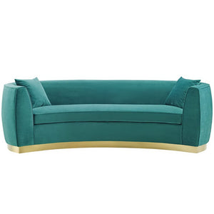 Modway Furniture Resolute Curved Performance Velvet Sofa – Luxurious Design, Comfort & Glamour for Any Space Teal EEI-3408-TEA