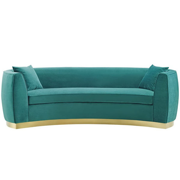 Modway Furniture Resolute Curved Performance Velvet Sofa – Luxurious Design, Comfort & Glamour for Any Space Teal EEI-3408-TEA