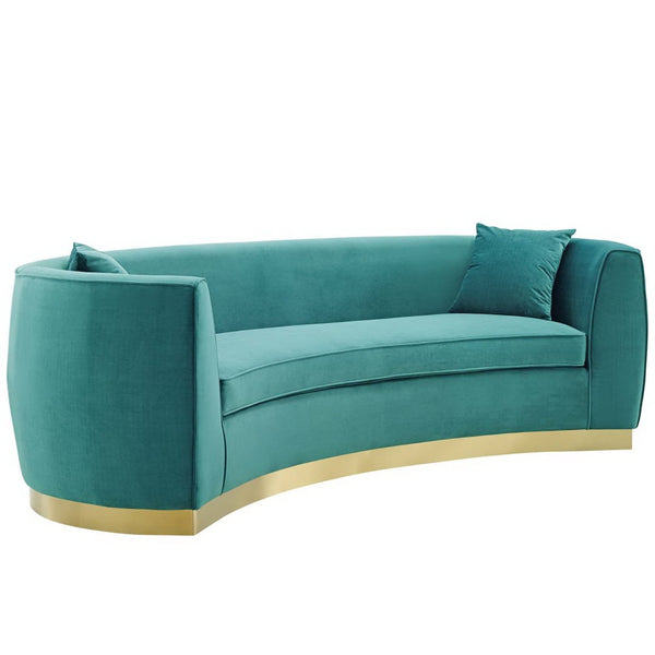 Modway Furniture Resolute Curved Performance Velvet Sofa – Luxurious Design, Comfort & Glamour for Any Space Teal EEI-3408-TEA
