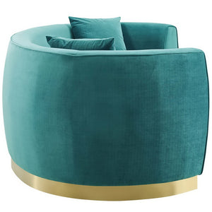 Modway Furniture Resolute Curved Performance Velvet Sofa – Luxurious Design, Comfort & Glamour for Any Space Teal EEI-3408-TEA