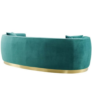 Modway Furniture Resolute Curved Performance Velvet Sofa – Luxurious Design, Comfort & Glamour for Any Space Teal EEI-3408-TEA