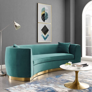 Modway Furniture Resolute Curved Performance Velvet Sofa – Luxurious Design, Comfort & Glamour for Any Space Teal EEI-3408-TEA