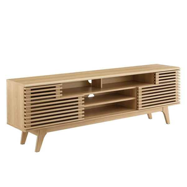 Modway Furniture Render 71" Media Console TV Stand - Stylish Mid-Century Design with Smart Storage Solutions Oak EEI-3433-OAK