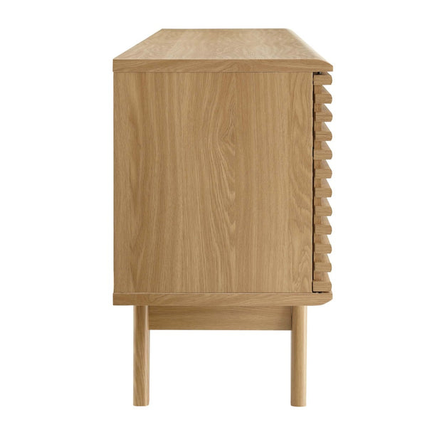 Modway Furniture Render 71" Media Console TV Stand - Stylish Mid-Century Design with Smart Storage Solutions Oak EEI-3433-OAK