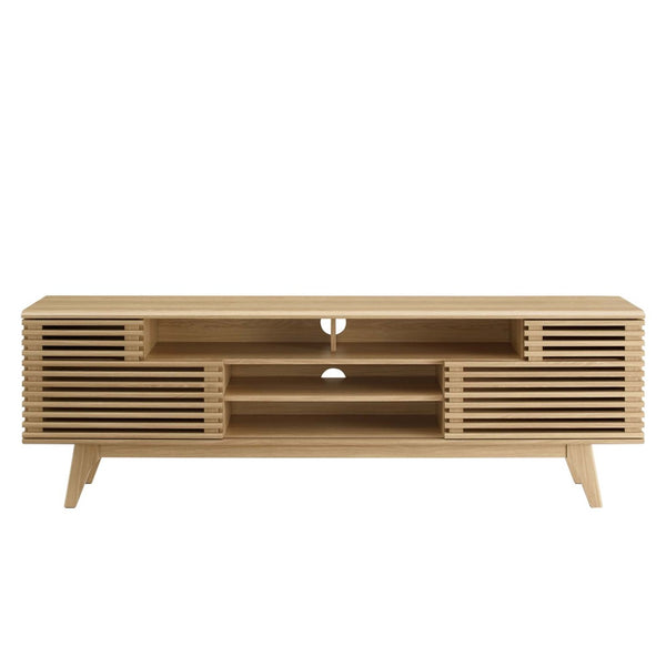 Modway Furniture Render 71" Media Console TV Stand - Stylish Mid-Century Design with Smart Storage Solutions Oak EEI-3433-OAK