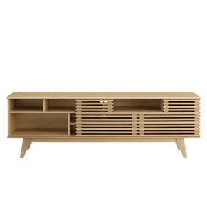 Modway Furniture Render 71" Media Console TV Stand - Stylish Mid-Century Design with Smart Storage Solutions Oak EEI-3433-OAK