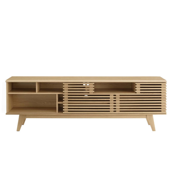 Modway Furniture Render 71" Media Console TV Stand - Stylish Mid-Century Design with Smart Storage Solutions Oak EEI-3433-OAK