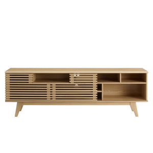 Modway Furniture Render 71" Media Console TV Stand - Stylish Mid-Century Design with Smart Storage Solutions Oak EEI-3433-OAK