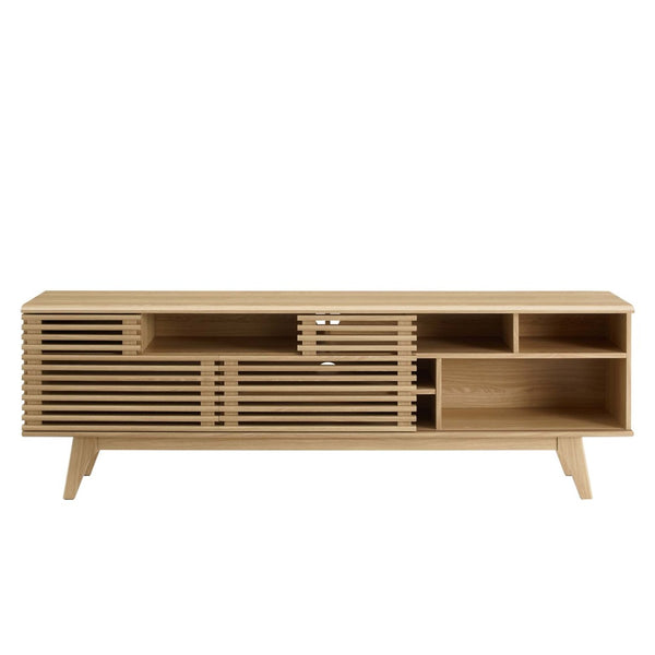 Modway Furniture Render 71" Media Console TV Stand - Stylish Mid-Century Design with Smart Storage Solutions Oak EEI-3433-OAK