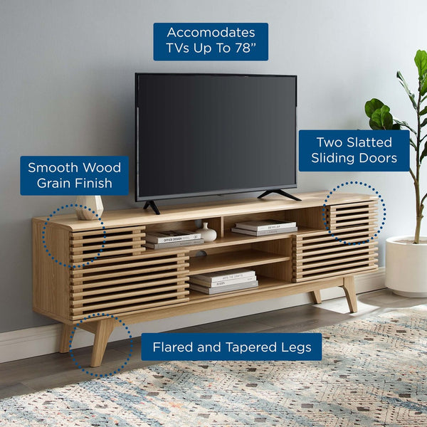 Modway Furniture Render 71" Media Console TV Stand - Stylish Mid-Century Design with Smart Storage Solutions Oak EEI-3433-OAK