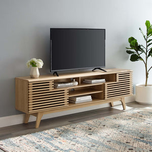 Modway Furniture Render 71" Media Console TV Stand - Stylish Mid-Century Design with Smart Storage Solutions Oak EEI-3433-OAK