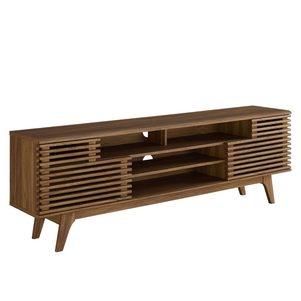Modway Furniture Render 71" Media Console TV Stand - Stylish Mid-Century Design with Smart Storage Solutions Walnut EEI-3433-WAL